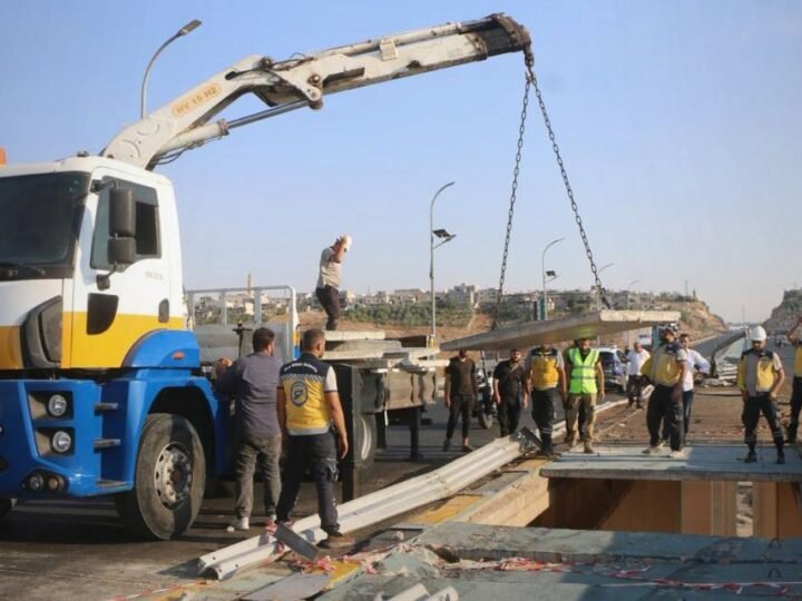 עבודות תשתית בגשר א-רסטן בחומס בעקבות תאונת דרכים